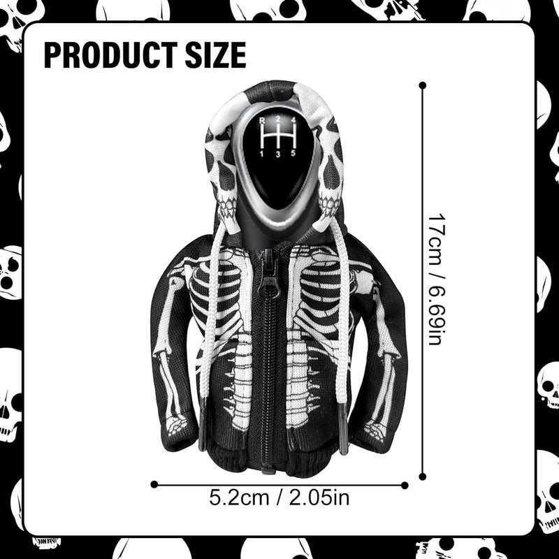 HXOUSE هودي جير شيفت على شكل ج skull - سهل التركيب والإزالة مع سحاب، قماش ناعم ومريح يناسب معظم شيفترات السيارات يعزز تجربة القيادة الخاصة بك - Image 2